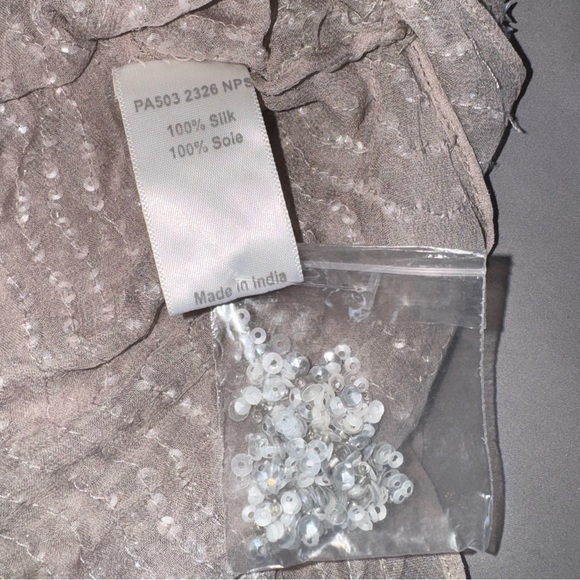 NWT* PARKER Hazel Silk Sequin Top Champagne Grey XS - Picture 10 of 10